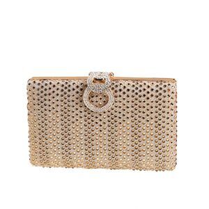 1335 Fashion Rhinestone Evening Handbag Shiny Clutch Bag Golden
